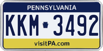 PA license plate KKM3492