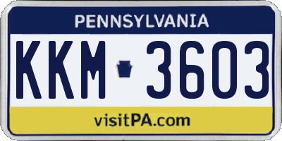 PA license plate KKM3603