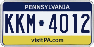PA license plate KKM4012