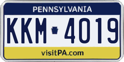 PA license plate KKM4019