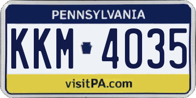 PA license plate KKM4035