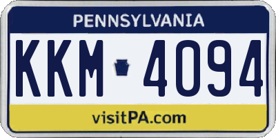 PA license plate KKM4094