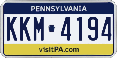 PA license plate KKM4194