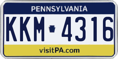 PA license plate KKM4316