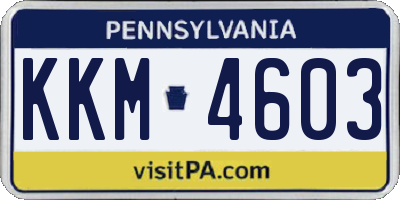 PA license plate KKM4603
