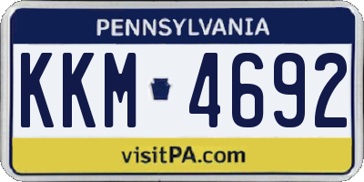 PA license plate KKM4692