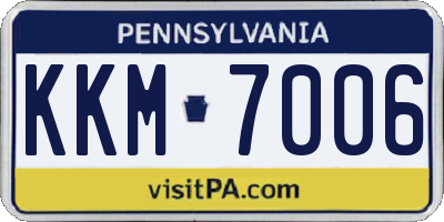 PA license plate KKM7006