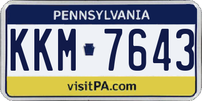PA license plate KKM7643