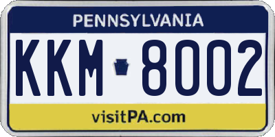 PA license plate KKM8002