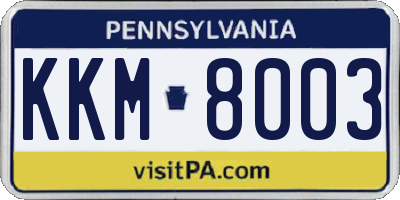 PA license plate KKM8003