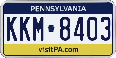 PA license plate KKM8403
