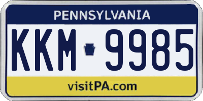 PA license plate KKM9985