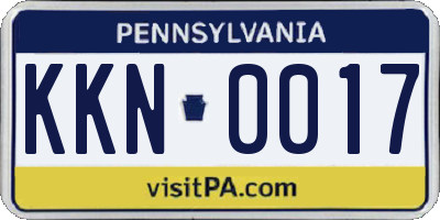 PA license plate KKN0017