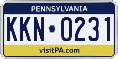 PA license plate KKN0231
