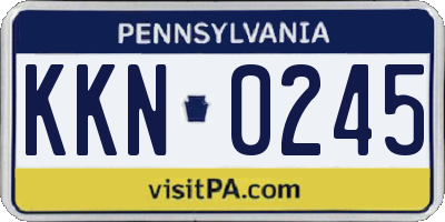 PA license plate KKN0245