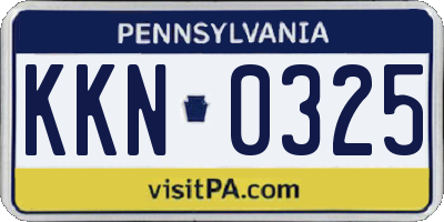 PA license plate KKN0325