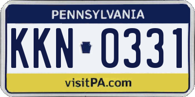 PA license plate KKN0331