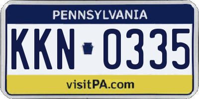 PA license plate KKN0335