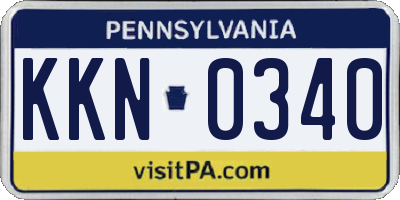 PA license plate KKN0340
