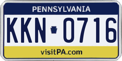PA license plate KKN0716