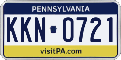PA license plate KKN0721