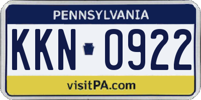 PA license plate KKN0922