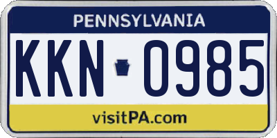 PA license plate KKN0985