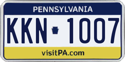 PA license plate KKN1007