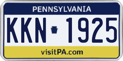 PA license plate KKN1925