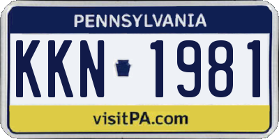 PA license plate KKN1981