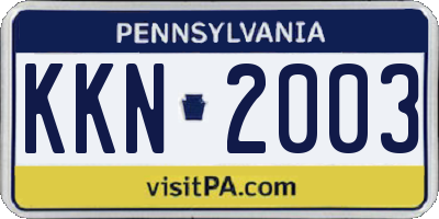 PA license plate KKN2003