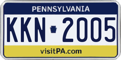 PA license plate KKN2005