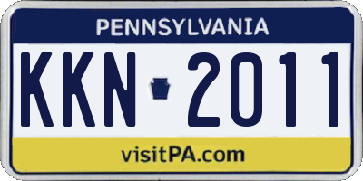 PA license plate KKN2011