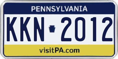 PA license plate KKN2012