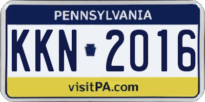 PA license plate KKN2016