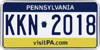 PA license plate KKN2018