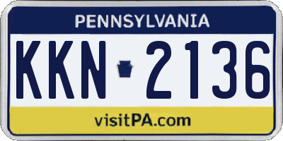 PA license plate KKN2136