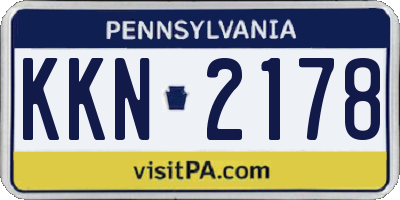 PA license plate KKN2178