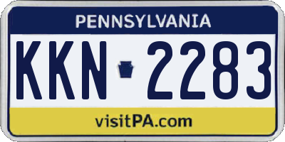 PA license plate KKN2283