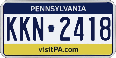PA license plate KKN2418