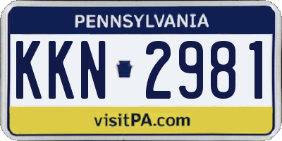 PA license plate KKN2981