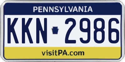 PA license plate KKN2986