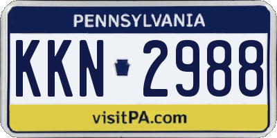 PA license plate KKN2988
