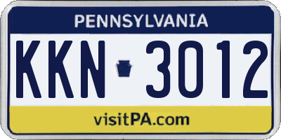PA license plate KKN3012