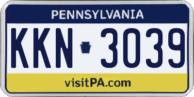 PA license plate KKN3039