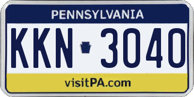 PA license plate KKN3040