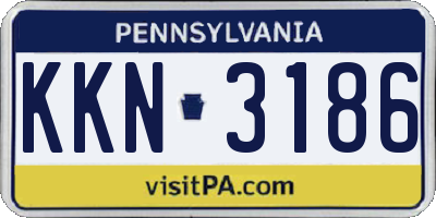 PA license plate KKN3186