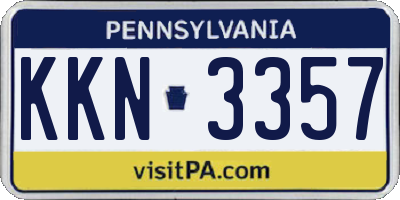 PA license plate KKN3357