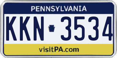 PA license plate KKN3534