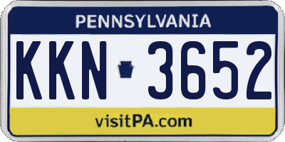 PA license plate KKN3652